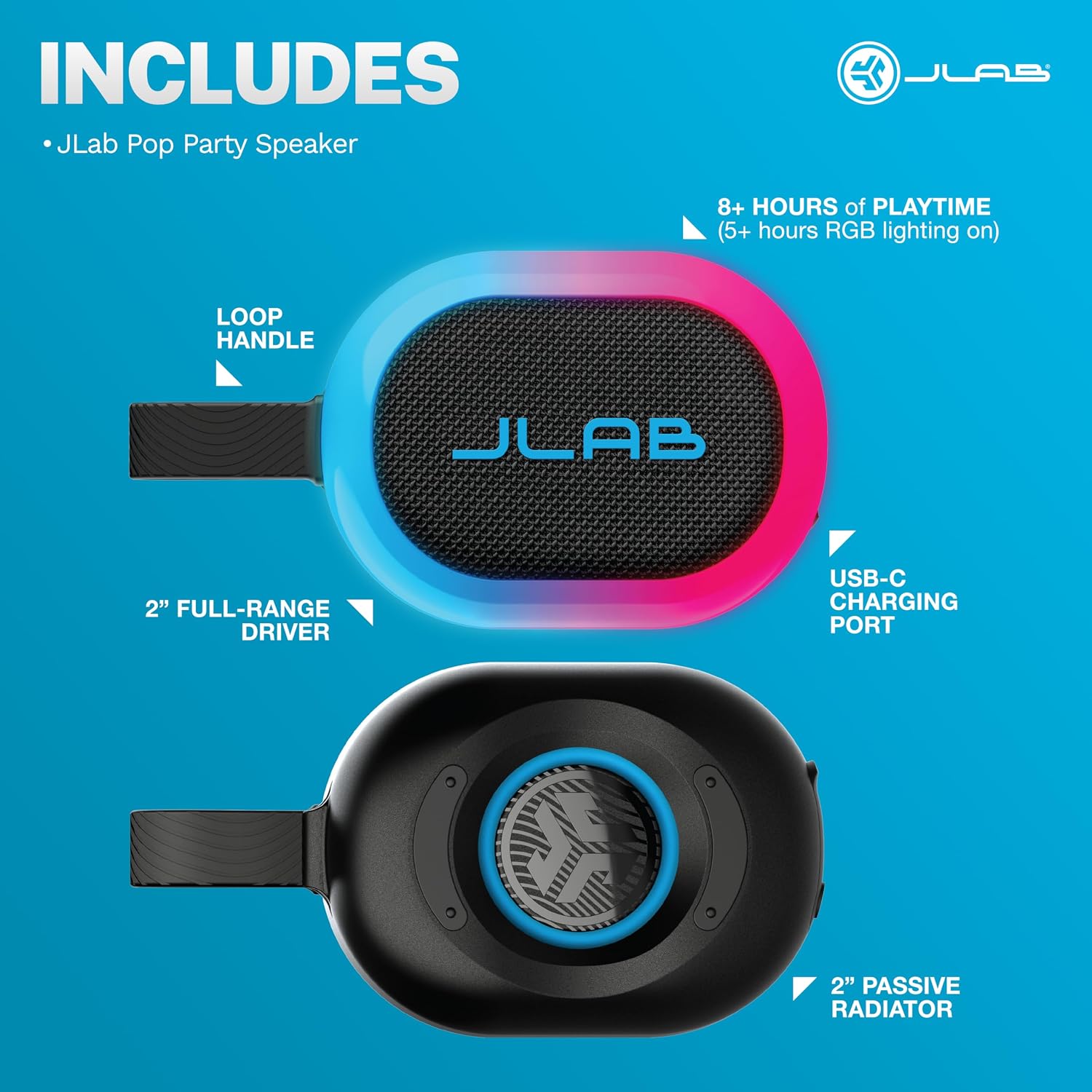 JLab Pop Party Portable Speaker