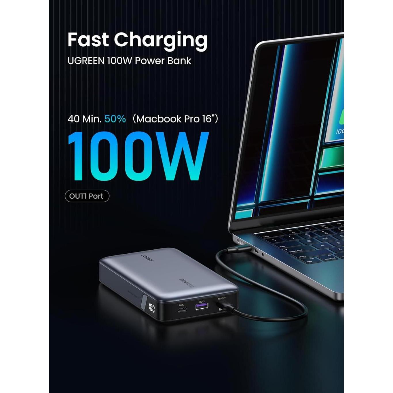 Ugreen 20000 mAh Two-way Fast Charging Power Bank 100W PB-720